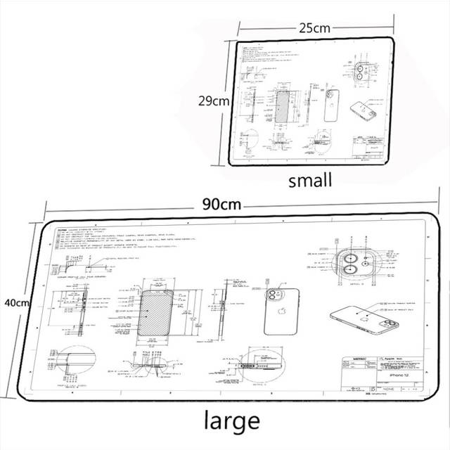 (a-4 300X700X2MM) Xxl Mouse Pad Blueprint Apple Mousepad Gamer Keyboard Pad Office Desk Mat Design Drawing Pad Carpet For Computer Mouse Mats Big