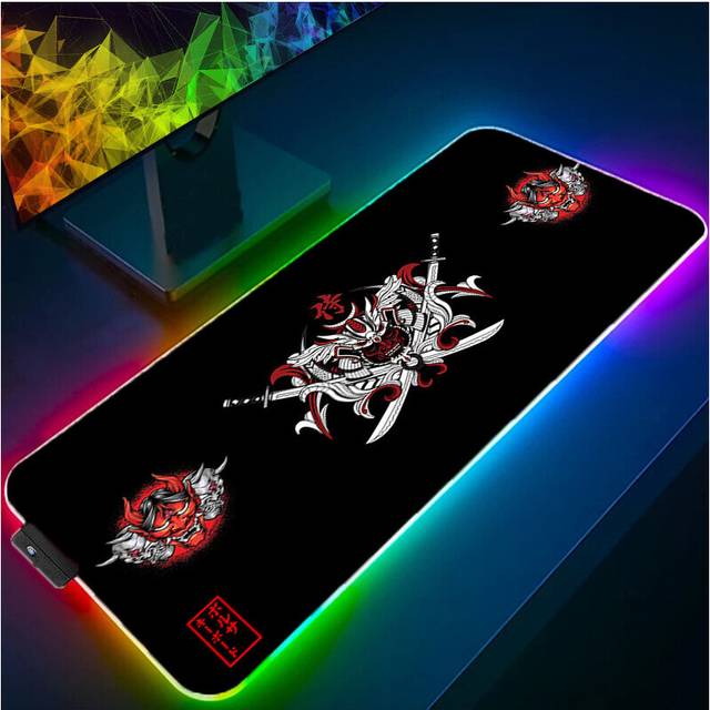 (a-designs (14) 1000x500x3mm) RGB Mouse Pad LED Gaming Japanese Theme Designs Computer Desk Accessories Rug Keyboard Mat Anti-skid Luminous Mousepad G