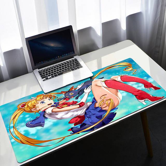 (a-HC008014 400x900x2mm) Pc Gamer Keyboard Pink Sailor Moon Desk Mat Computer Extended Gaming Mouse Pad Office Accessories Cabinet Mousepad Anime Carp