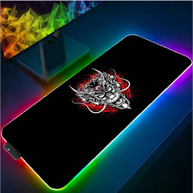 (a-designs (17) 900x400x3mm) RGB Mouse Pad LED Gaming Japanese Theme Designs Computer Desk Accessories Rug Keyboard Mat Anti-skid Luminous Mousepad Ga