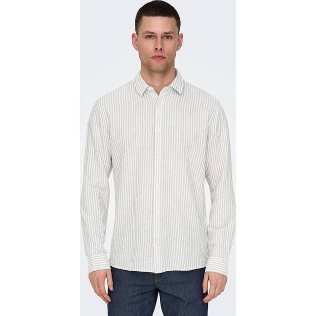 ONLY & SONS Caiden LS Stripe Linen Shirt Chinchilla