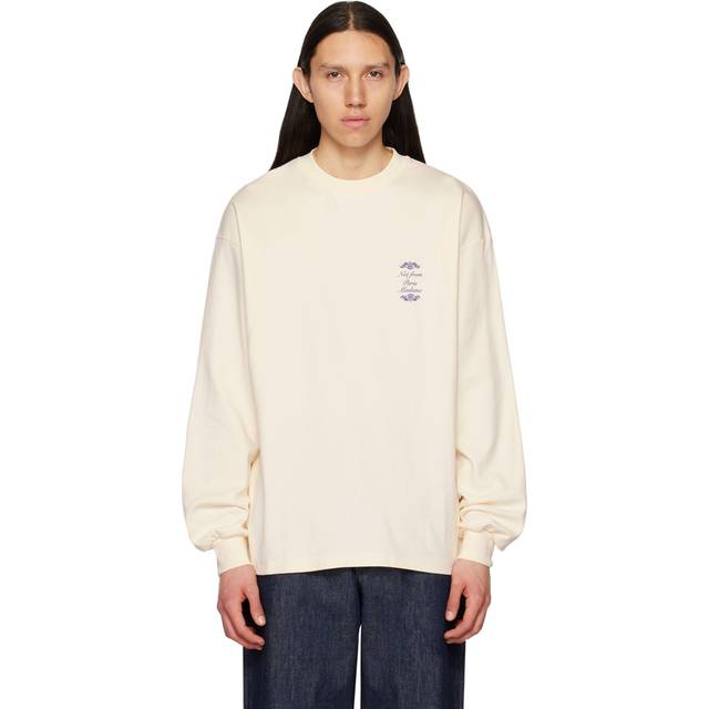 Drôle De Monsieur Off-White 'Le Manches Longues Slogan Ornements' Long Sleeve T-Shirt - CREAM - XL