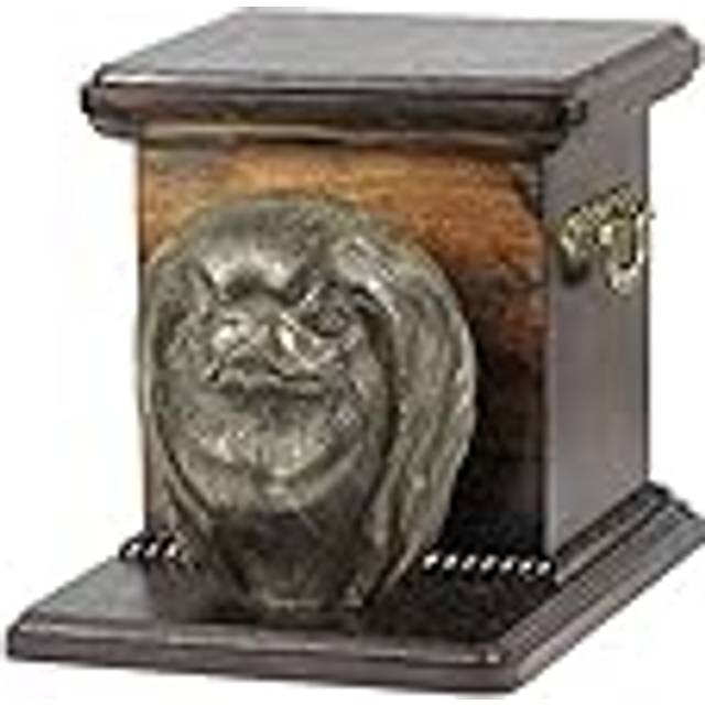 Japanese Chin, Japanese Spaniel - urn for dog ashes with a statuette, elegant urn for a dog, unique urn with a bust of a dog by Art-Dog brand brun