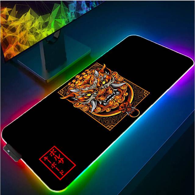 (a-designs (11) 1000x500x3mm) RGB Mouse Pad LED Gaming Japanese Theme Designs Computer Desk Accessories Rug Keyboard Mat Anti-skid Luminous Mousepad G