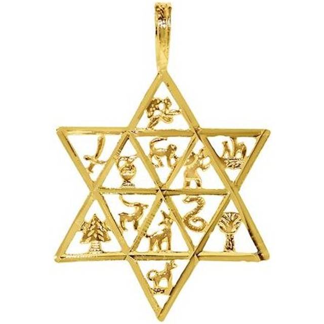 Jewelry 14k Yellow Gold 12 Tribes of Israel Star of David Pendant
