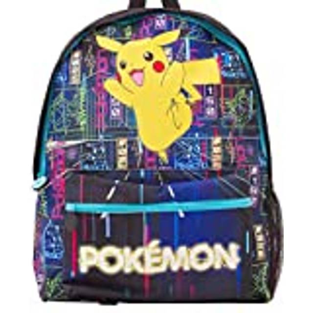 Pokémon original, licensierad självlysande ryggsäck, stor ryggsäck med Pikachu, skolväska för pojkar och flickor, barnväskor till jul, skolstartspresent (svart och gul), svart och gul