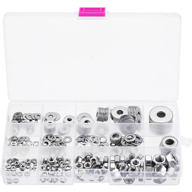 270Pcs Stainless Steel Flat Washer Fender Washer Hex Nut M3/M4/M5/M6/M8 Assortment Kit