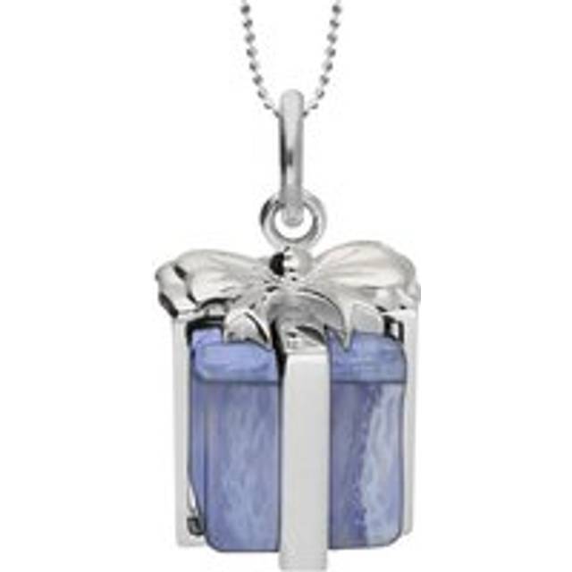 Sterling Silver Blue Lace Agate Christmas Present Necklace - Option1 Value Silver