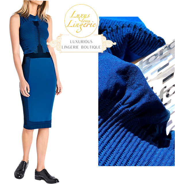 Trinity dress by wolford xs electric blue black seductively elegant dress