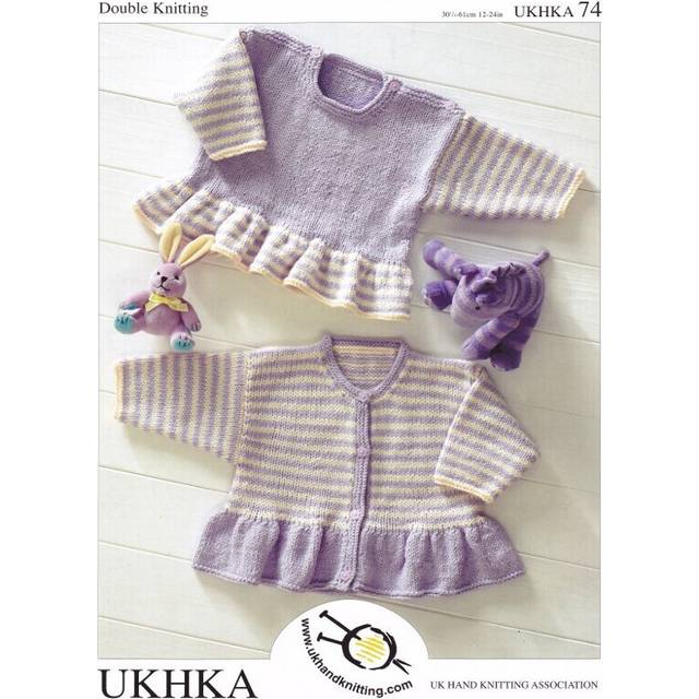 UKHKA 74 DK Knitting Pattern Baby Sweater & Cardigan