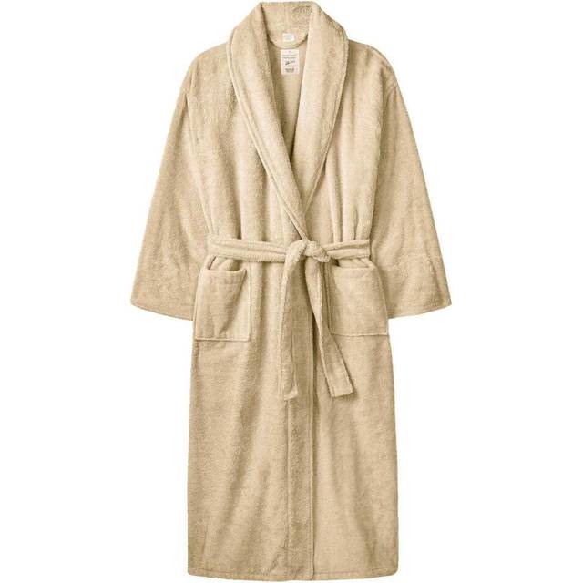 (Oatmeal) Luxury Mens Ladies Terry Toweling Bathrobe Unisex 100% Soft Cotton Dressing Gown