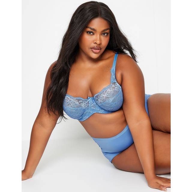 Yours Curve Light Blue Lace Nonpadded Underwired Bra - 46F