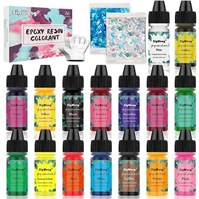 Epoxy Resin Pigment - 16 Color Liquid Translucent Epoxy Resin Colorant, Highly Concentrated Epoxy Resin Dye for DIY Jewelry Making, AB Resin Colo