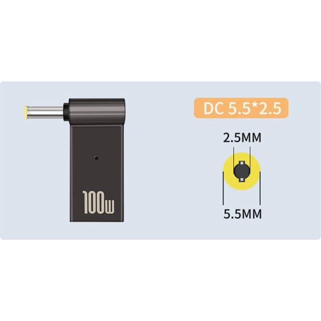 (a-5.5x2.5mm) Laptop Power Charger Supply Adapter Notebook PC Computer Zinc Alloy Type-C Female to DC Male Adapter