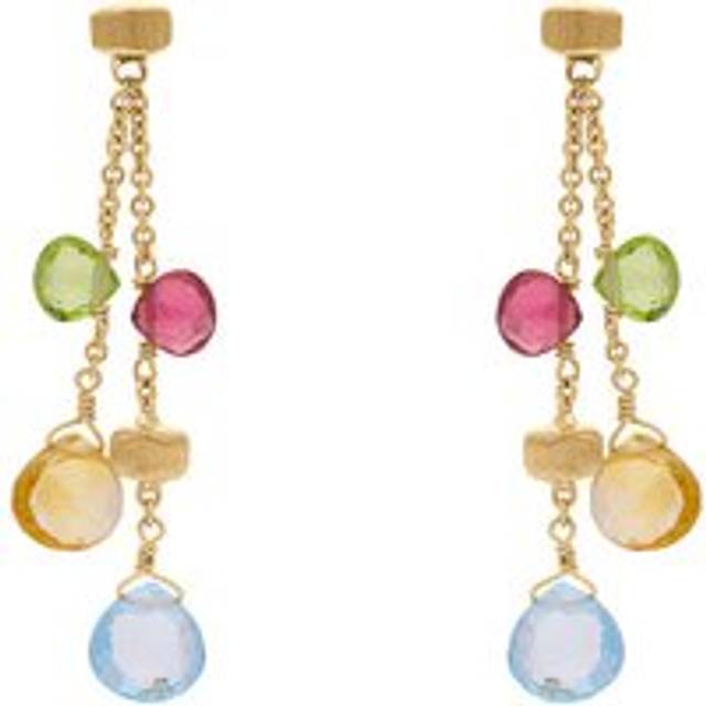 Marco Bicego Paradise 18ct Yellow Gold Mixed Stone Two Strand Drop Earrings - Yellow Gold