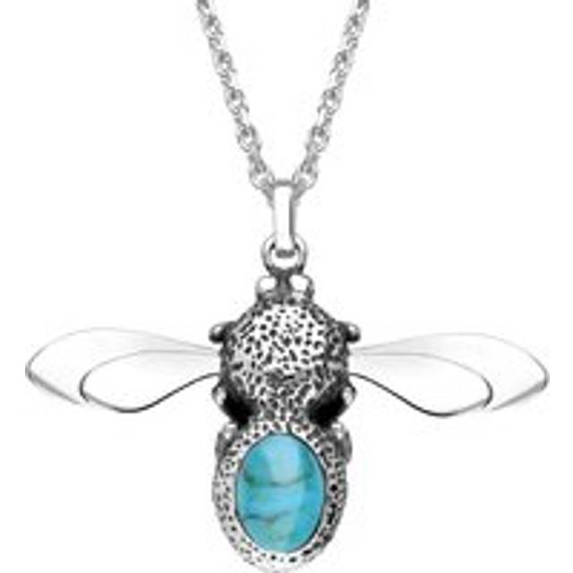 Sterling Silver Turquoise Stone Set Body Bee Necklace