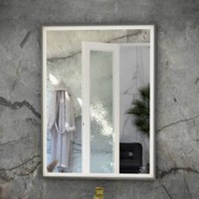 Rak Ceramics - rak Art Square led Bathroom Mirror with Demister Pad 700mm h x 500mm w - Brushed Nickel