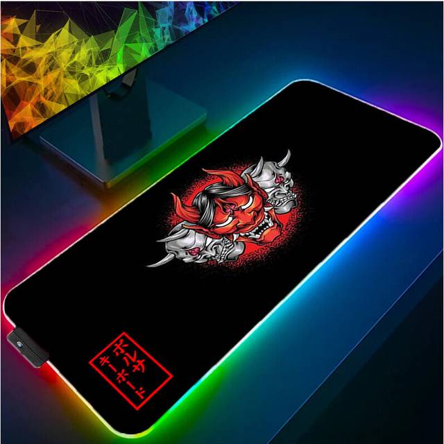 (a-designs (6) 600x300x3mm) RGB Mouse Pad LED Gaming Japanese Theme Designs Computer Desk Accessories Rug Keyboard Mat Anti-skid Luminous Mousepad Gam