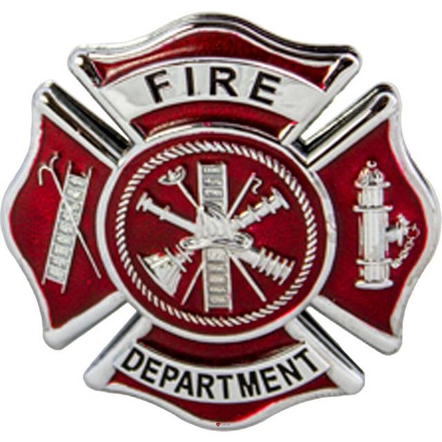 (Red Enamel) Fire Department Metal Badge Emblem Unique Embossed Designs Mens Kilt Pin Brooch Fire Accessories