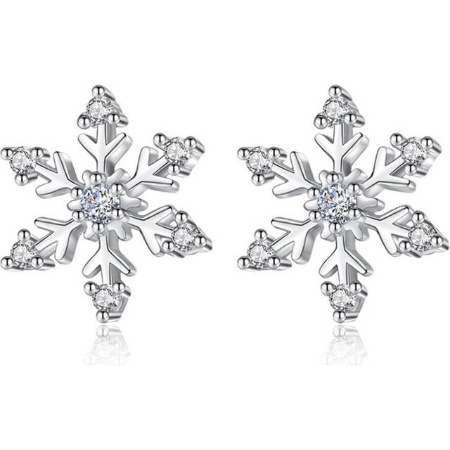 3PCS  Copper Snowflake Stud Earrings for Women Jewelry Shiny  Earring - Brown