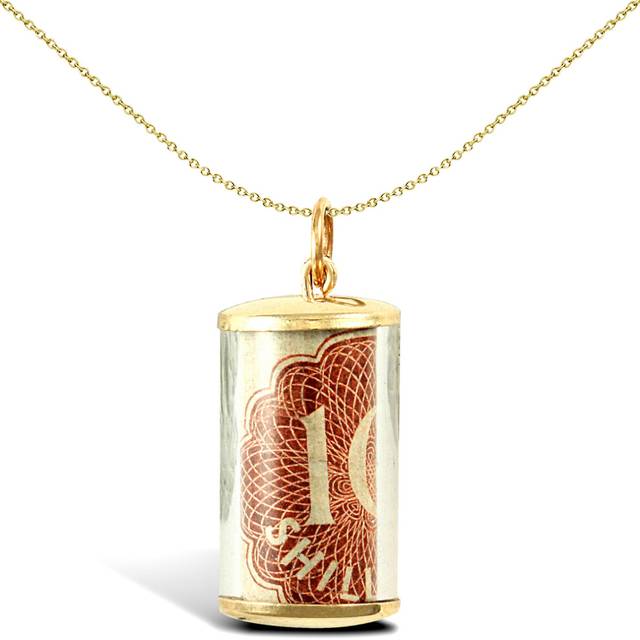 Jewelco London 9ct Yellow Gold Old Ten Shilling Note Plastic Casing Pendant - JPD260