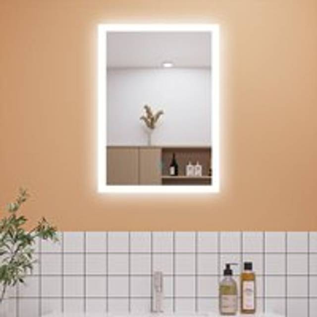 500x700mm Backlit LED Illuminated Bathroom Mirror with LED Lights, Lighted Bathroom Makeup Wall Mounted Mirror with Demister Pad, Sensor Touch