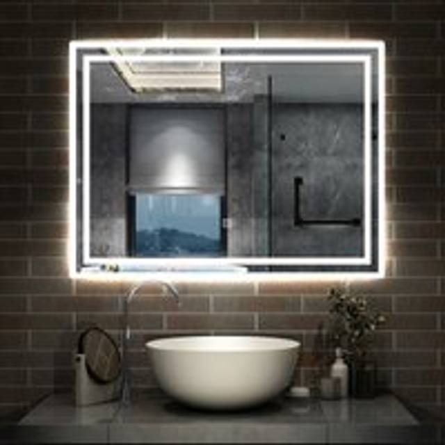 Aica Sanitaire - Bathroom Mirror with Lights Anti Fog Touch Sensor Wall Mounted led Bathroom Mirrors - 500x700mm White Light