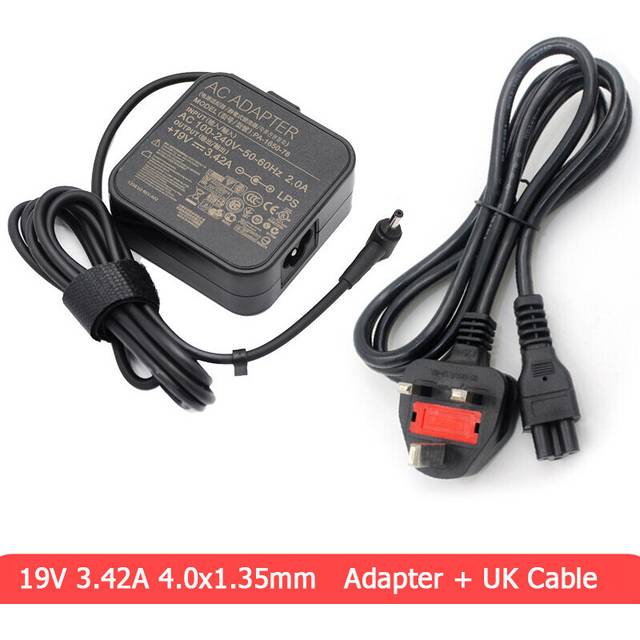 (a-with UK Cable) 65W AC Adapter Charger 19V 3.42A Laptop Power Supply for Asus Zenbook UX31A-R4003VK401LB K401UB 010H-3LF 4.0mm DC Cable Cord