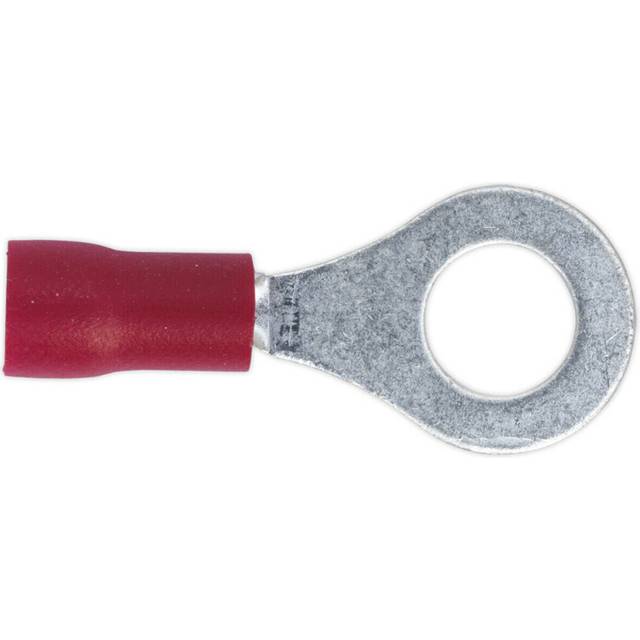 100 PACK Easy-Entry Ring Terminal - 6.4mm Diameter - 22 to 18 AWG Cable - Red