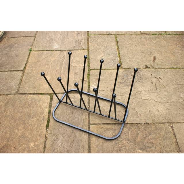 5 Pair Diagonal Boot Rack (Round) - Steel Wellie Stand - Steel - L35.6 x W53.3 x H45.7 cm - Black