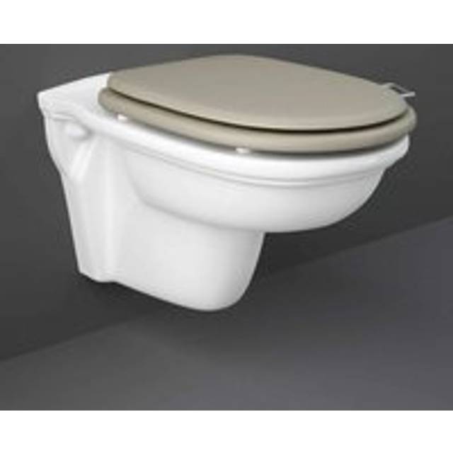 Rak Washington Rimless Wall Hung Toilet - Cappuccino Soft Close Wood Seat