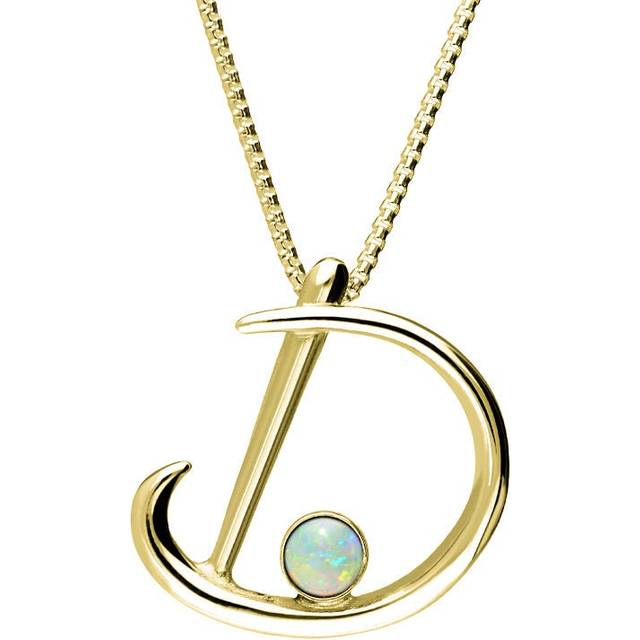 18ct Yellow Gold Opal Love Letters Initial D Necklace - Yellow Gold