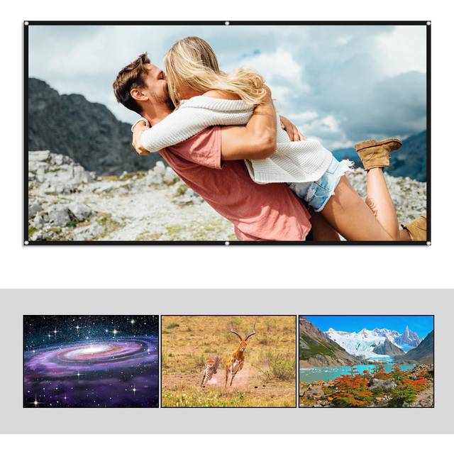 150 inches Projector Screen Widescreen 16:9 Portable Projection Screen Anti-Crease Foldable Indoor 150 inches white