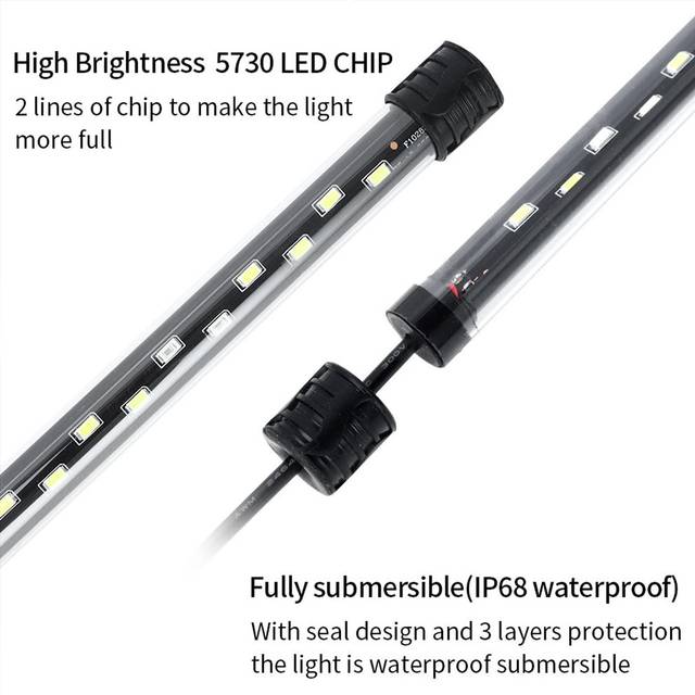 Fish Tank Light LED Aquarium Light Dränkbara Lights Underwater Light Light 28cm EU blå/vit