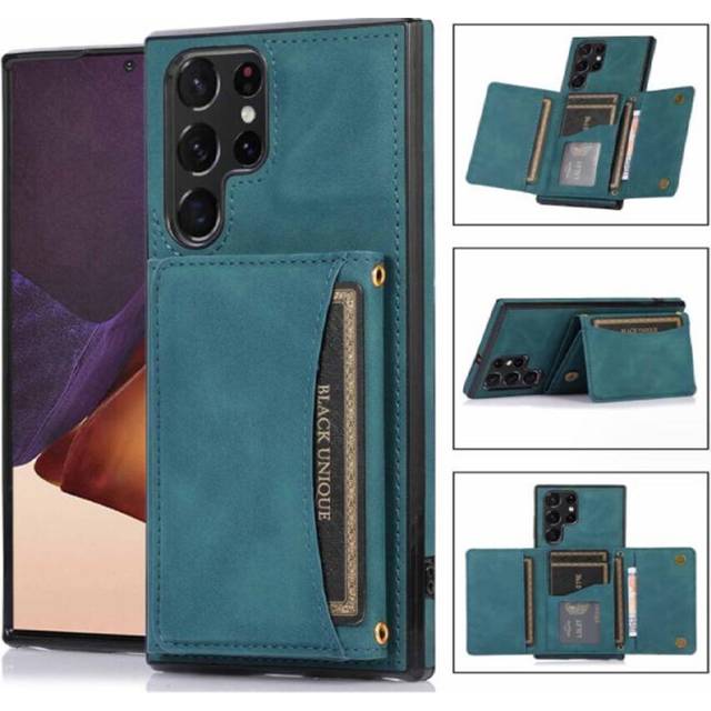 069 Three Fold Wallet Phone Case Card Insertion Suitable for Samsung S24 Ultra