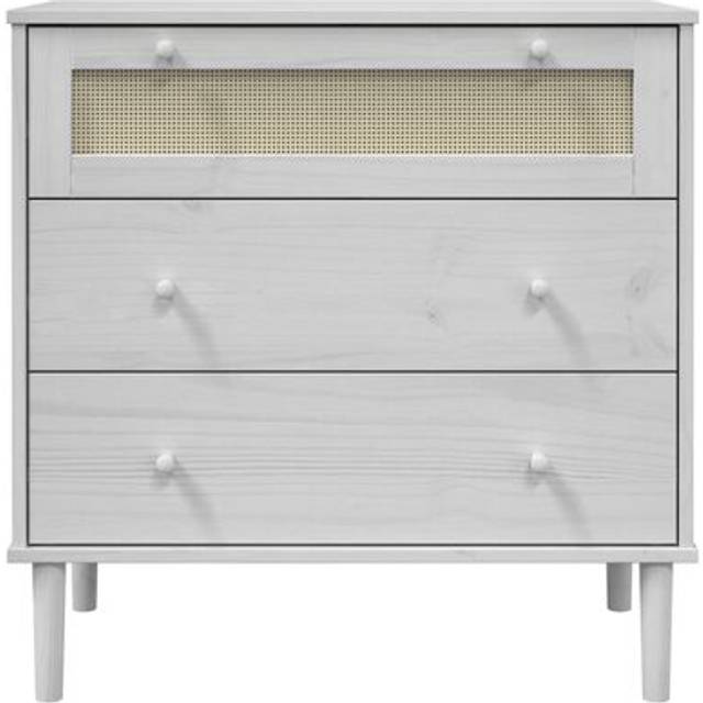 Vidaxl - Drawer Cabinet senja Rattan Look White 80x40x80 cm Solid Wood Pine