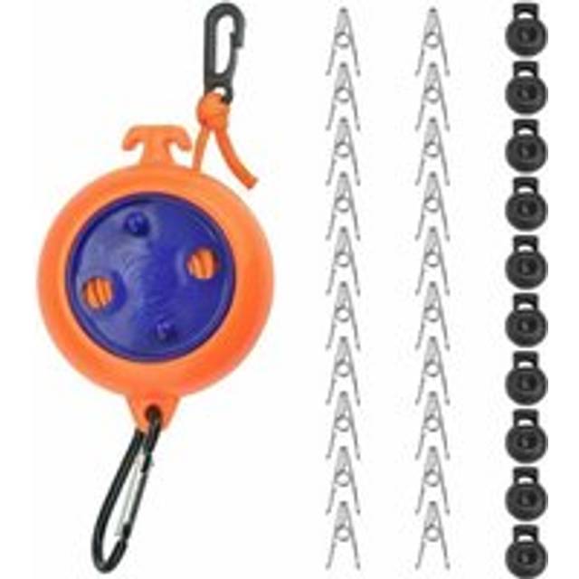 AlwaysH 8M Outdoor Retractable Clothesline Portable Clothesline Camping Clothesline Expandable Winder Clothes Line with 10 Fixed Loops and 20 Clips