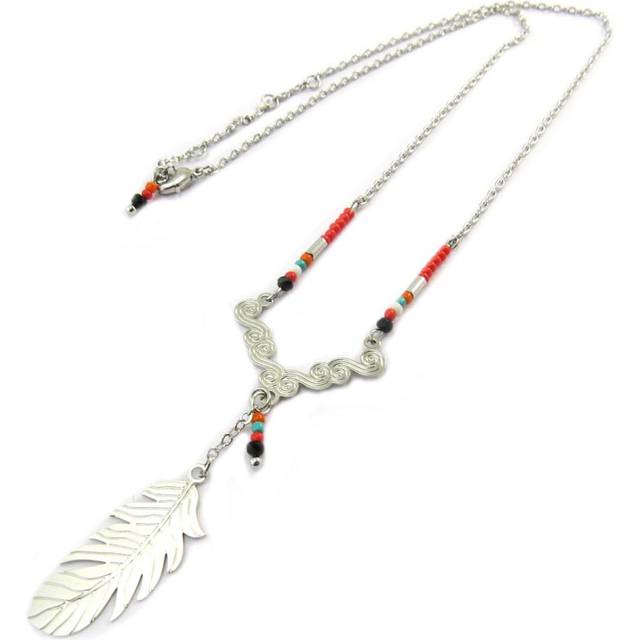 Les Trésors De Lily [P3371] - Designer necklace 'Navajos' red silver