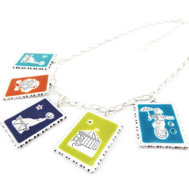 Les Trésors De Lily [J2810] - Blue green 'Circus' designer long necklace green