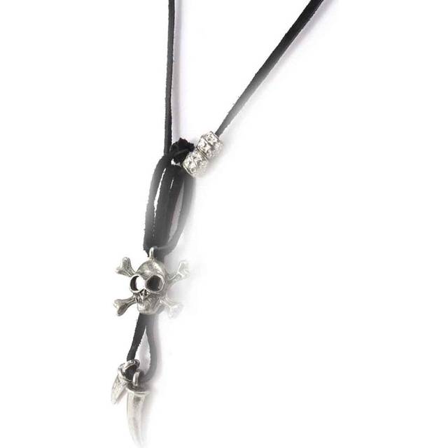 Les Trésors De Lily [J7973] - Old silver 'Tête de Mort' designer necklace grey