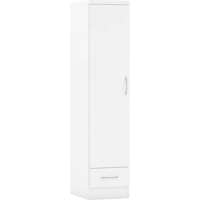 Seconique Nevada 1 Door 1 Drawer Wardrobe - White Gloss, White
