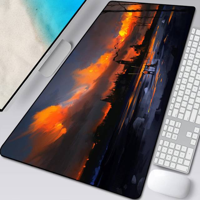 (a-Rluo-023 600x300x2mm) Anime Sky Sunset mousepad Deep Forest Firewatch Laptop Gamer Mousepad Gaming Mouse Pad Large Locking Edge Keyboard Deak Mat