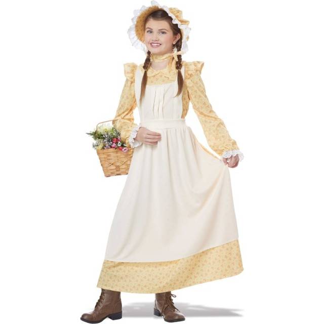 Prairie Girl Costume for Children - White&#47;Yellow (XL)
