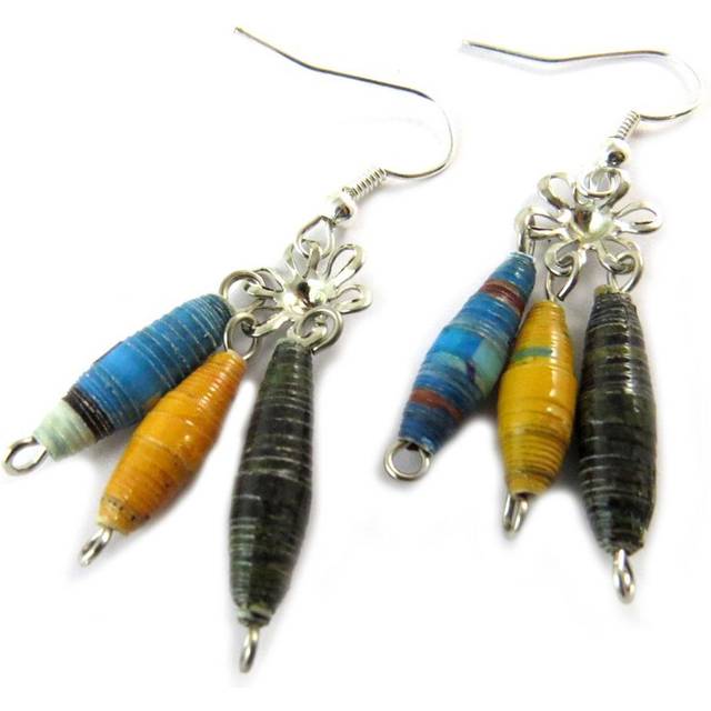 Les Trésors De Lily [N9503] - Artisan earrings 'New Life' blue yellow brown (handmade) multicolour