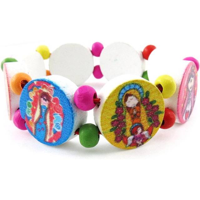 Les Trésors De Lily [J1132] - Wooden bracelet 'Religious Icon' tutti frutti - 16 mm multicolour