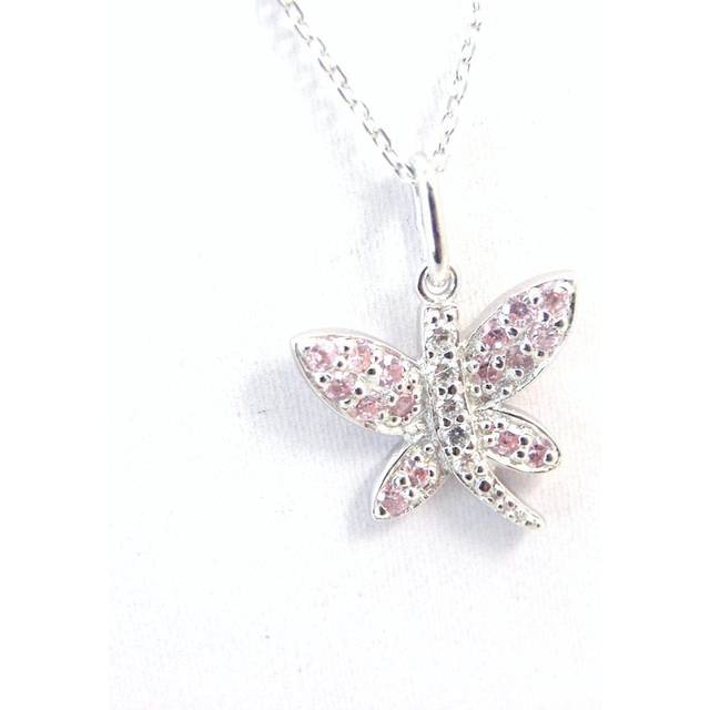 Altesse [G2213] - Silver Necklace 'Dragonfly Light' pink white Rose