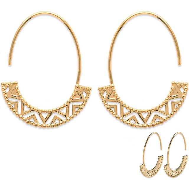 Les Trésors De Lily [Q3725] - 'Cleapatra' Gold Plated Hoop Earrings - 35x25x5 mm gold