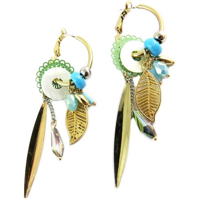 Les Trésors De Lily [Q1315] - Designer hoop earrings 'Acapulco' green gold - 30x20 mm 70x19 mm green