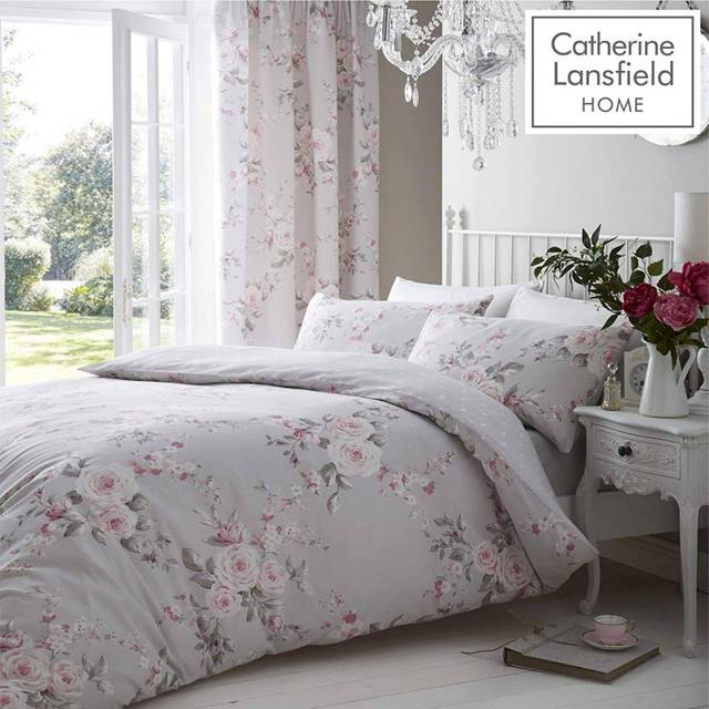 Catherine Lansfield Canterbury Grey Duvet Set - Double