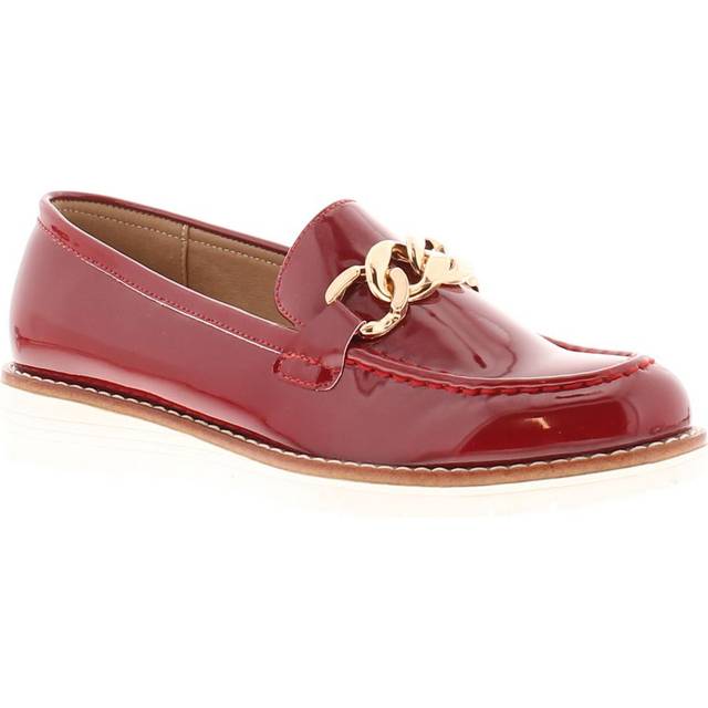 Apache Womens Loafer Shoes Ledge Slip On red Pu - Size UK 4 - Red